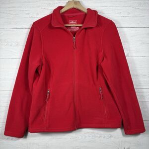 L.L. Bean Fleece Soft Sweater Full Zip Red Women's Size Medium Petite
